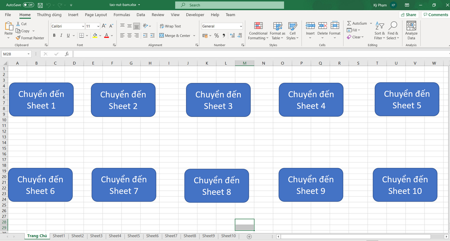 Hướng dẫn cách tạo Button trong Excel - 1
