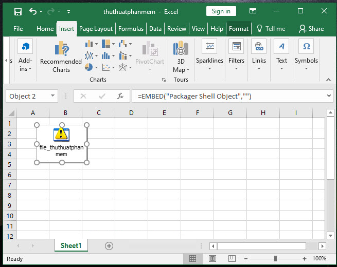 Hướng dẫn cách đính kèm file vào Excel - 11