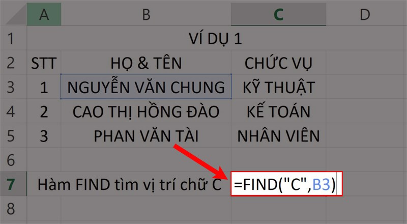 Hướng dẫn sử dụng hàm FIND trong Excel - 1