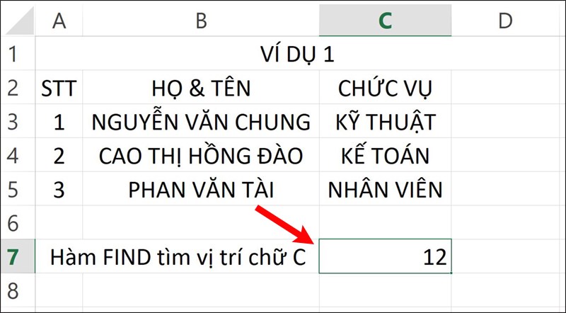 Hướng dẫn sử dụng hàm FIND trong Excel - 2