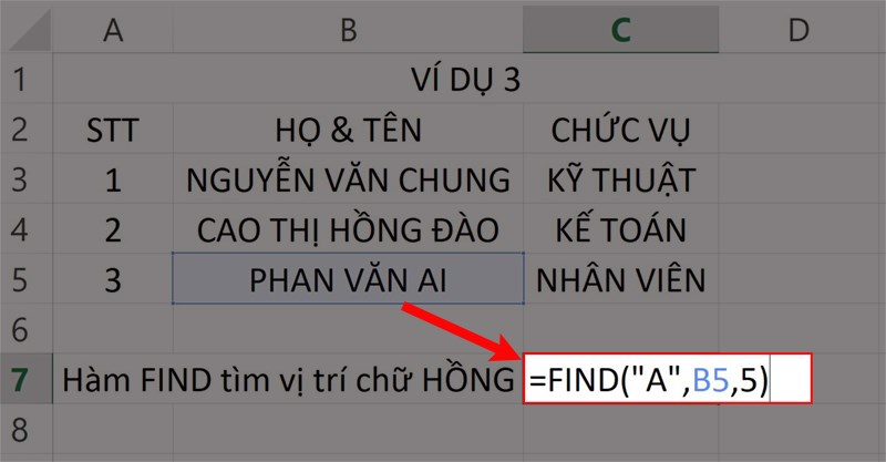 Hướng dẫn sử dụng hàm FIND trong Excel - 5