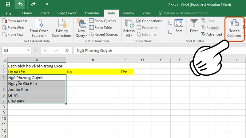 Hướng dẫn tách họ và tên thành từng cột riêng trong Excel - 12