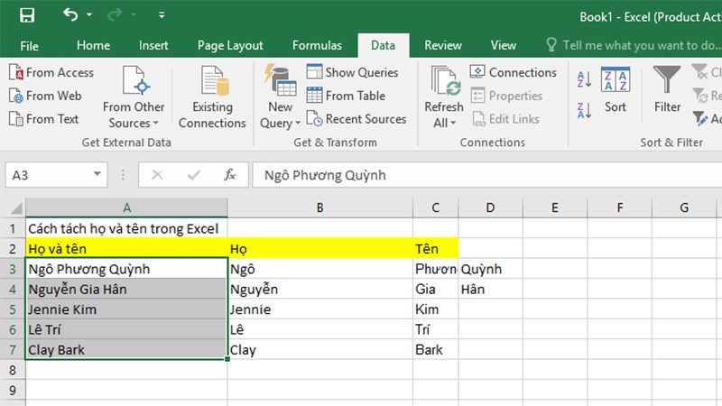 Hướng dẫn tách họ và tên thành từng cột riêng trong Excel - 16