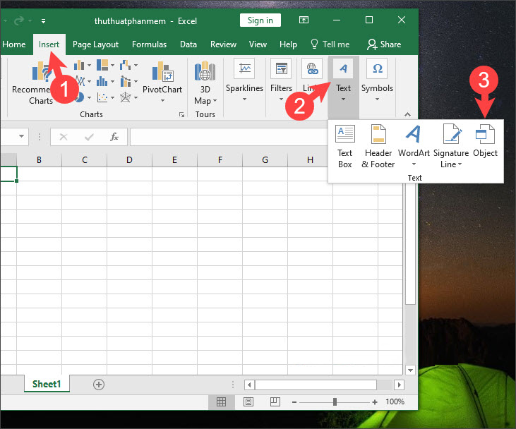 Hướng dẫn c&aacute;ch đ&iacute;nh k&egrave;m file v&agrave;o Excel - 1