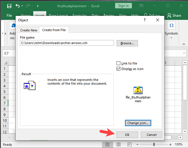 Hướng dẫn c&aacute;ch đ&iacute;nh k&egrave;m file v&agrave;o Excel - 10